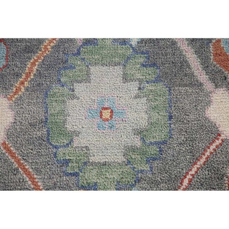 Gray Floral Oushak Oriental Area Rug Wool Carpet - 7'9"x 9'11"