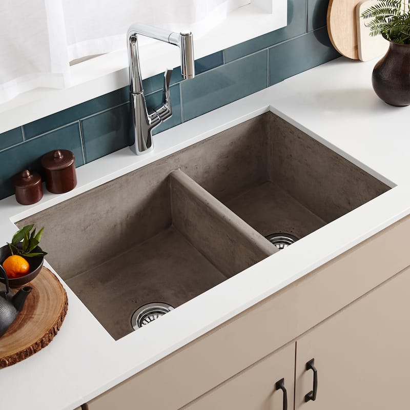 Farmhouse 33-inch Double Bowl NativeStone Kitchen Sink - 33" x 21" x 10.25"