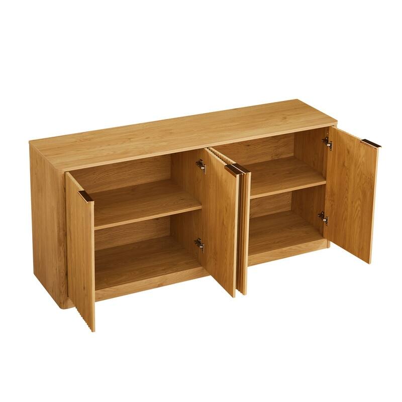 Sideboard Storage Cabinet TV Stand with wave pattern Buffet Cabinet Wooden Vertical Striped Cabinet