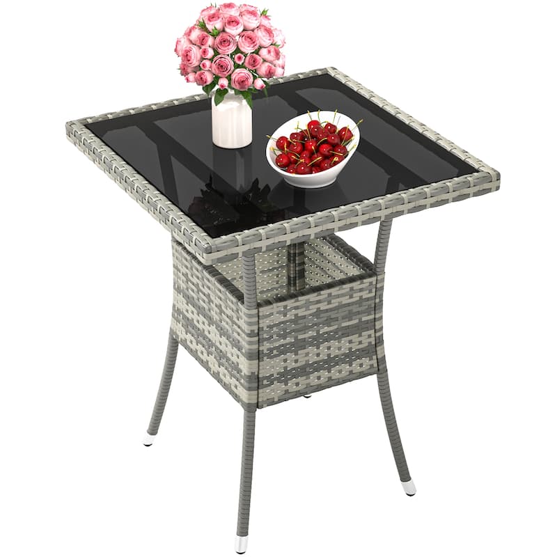 Outdoor Patio Wicker Table - 31.5" L x 31.5" W x 28.7" H