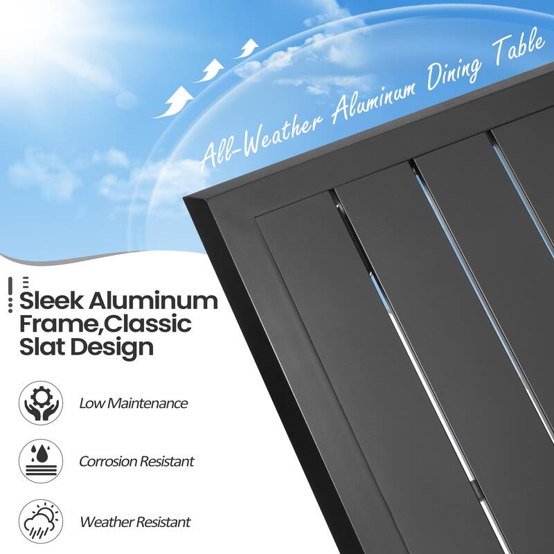 Outdoor Aluminum Dining Table with Umbrella Hole