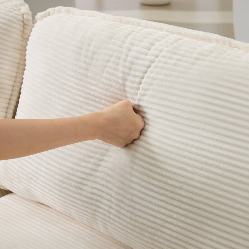 U-Shaped Modular Sectional Sofa with 2 Ottomans, Oversized Corduroy Upholstered Cloud Sofa, 4-Seater Sofa with 2 Throw Pillows