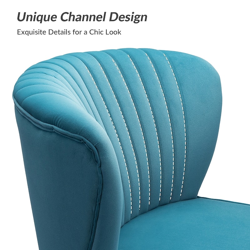 Monica 22''W Upholstered Modern Tufted Accent Side Chair with Gold Legs by HULALA HOME