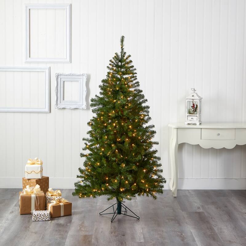 6ft. Artificial Christmas Tree with 300 Warm Clear Lights and 596 Tips - Classic Full X-Mas Glow