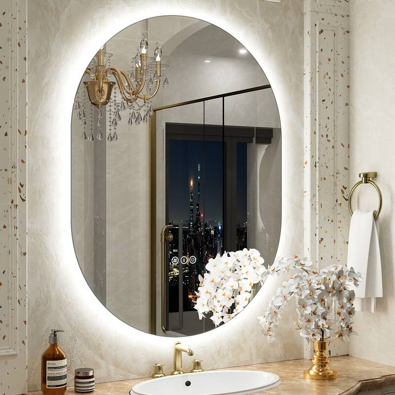 UL Certified Oval LED Lighted Anti-fog Wall Bathroom Vanity Mirror