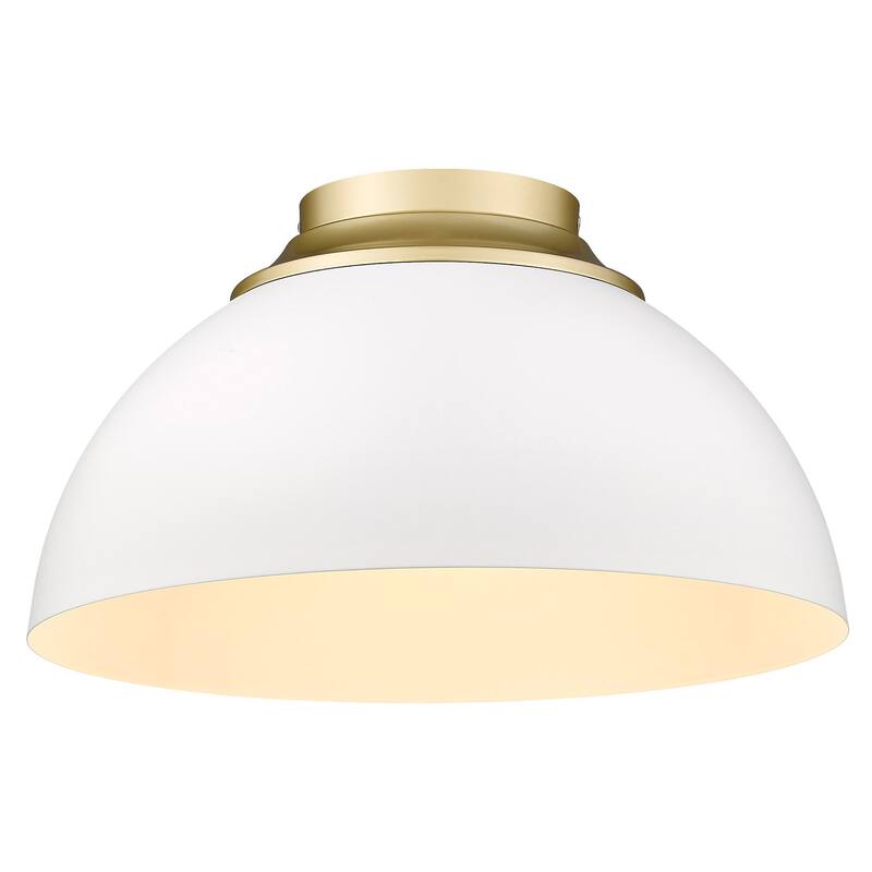 Golden Lighting Zoey 3 Light 14" Wide Flush Mount Ceiling Fixture with - Olympic Gold