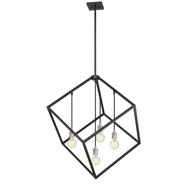 Vertical 4 Light Pendant - Matte Black + Brushed Nickel