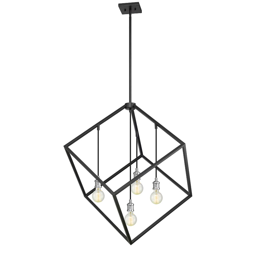 Vertical 4 Light Pendant - Matte Black + Brushed Nickel