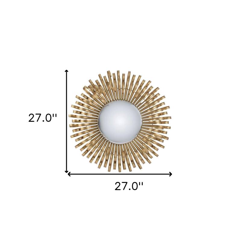 HomeRoots 27" Gold Sunburst Iron Framed Accent Mirror - 27' X '27' X '3.5