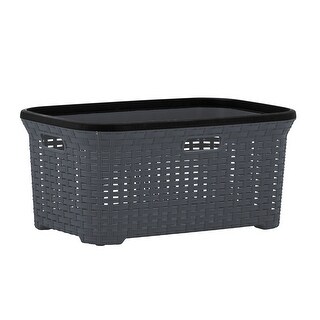 Superio Large Wicker Laundry Basket with Cutout Carry Handles - Capacity: 50l