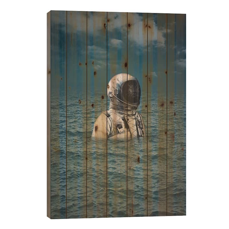 Lost At Sea Print On Wood by Seamless - Multi-Color - 26x18x1.5