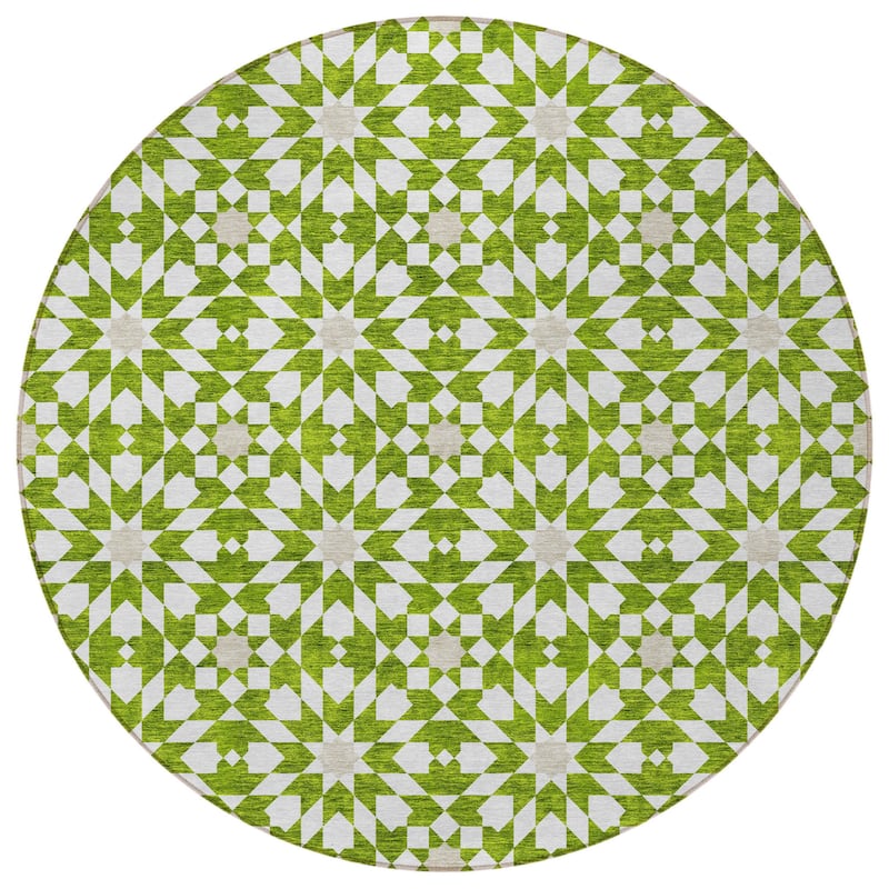 HomeRoots Floral Medallion Transitional Rectangle Outdoor Rug