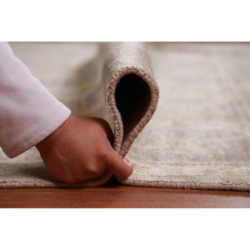 Hand Knotted Oriental 100% Wool Carpet Transitional All-Over Beige & Ivories Oushak Area Rug - 11' 8'' X 8' 9''