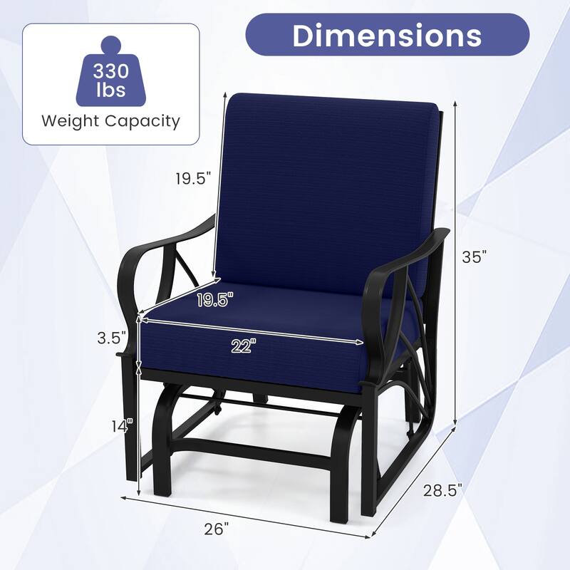 Gymax Patio Glider Chair Single Outdoor Rocking Chair w/ Seat & Back