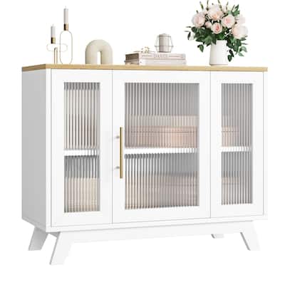 Buffet Storage Cabinet with Fluted Glass Door