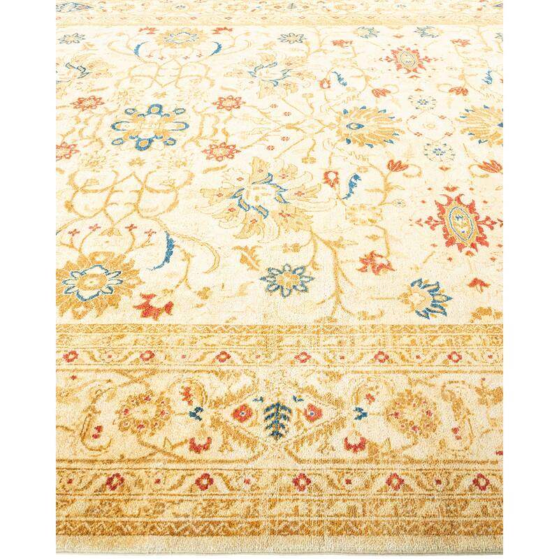 Overton Eclectic, One-of-a-Kind Hand-Knotted Area Rug - Ivory, 8' 10" x 11' 8" - 8' 10" x 11' 8"