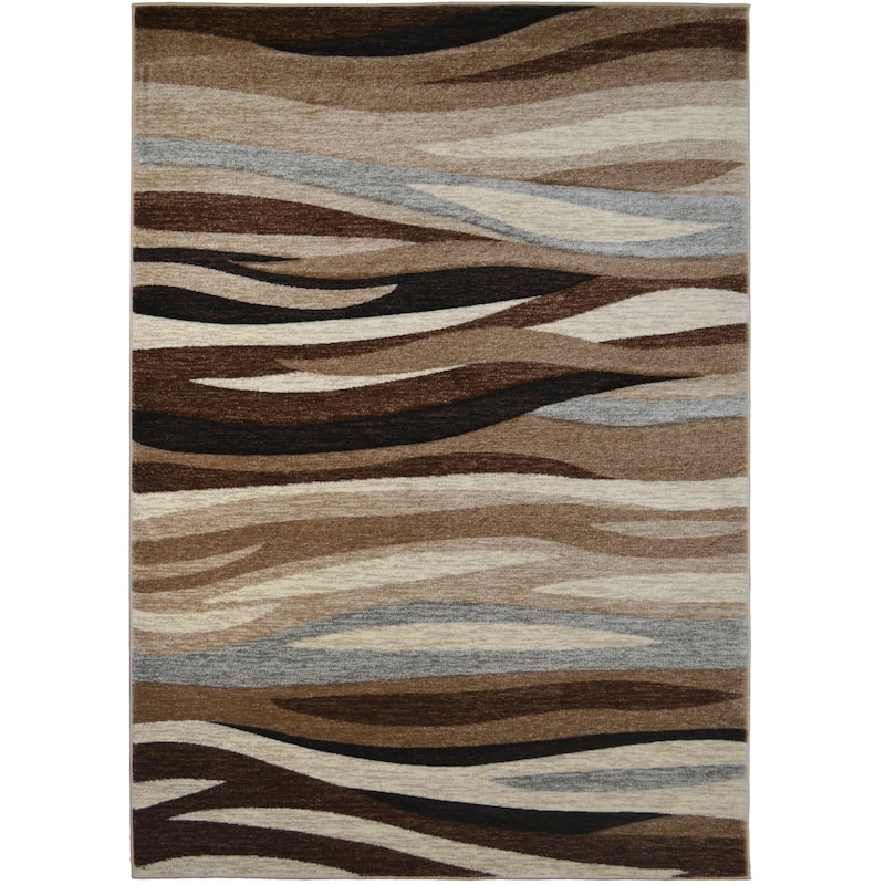 Axel Impulse Waves Striped Area Rug - 7'10" x 9'10" - Brown