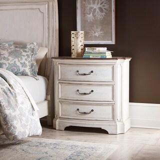 Abbey Road Porcelain White Churchill Brown Bedside Chest - Bed Bath ...