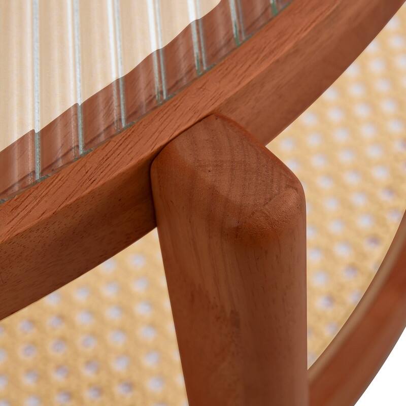 Modern simple circular double-layer solid wood tea table rattan woven Chinese side table small round table suitable