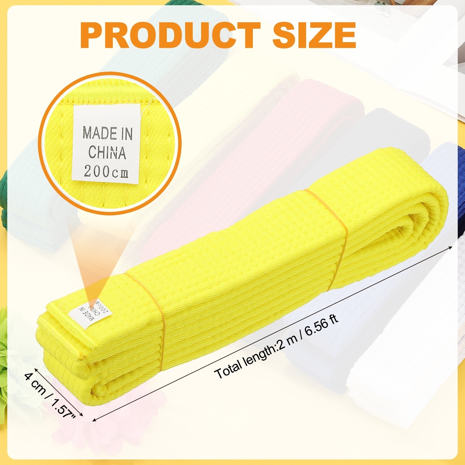 Karate Belt, Martial Arts Ranking Belts Solid Cotton Double-Layered Core Long Soft Training Equipment