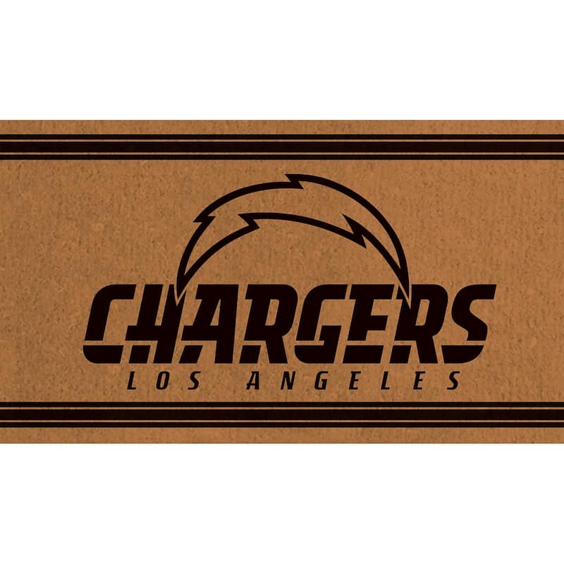 Los Angeles Chargers Monochrome Indoor/Outdoor Coir Door Mat - 28" x 16"