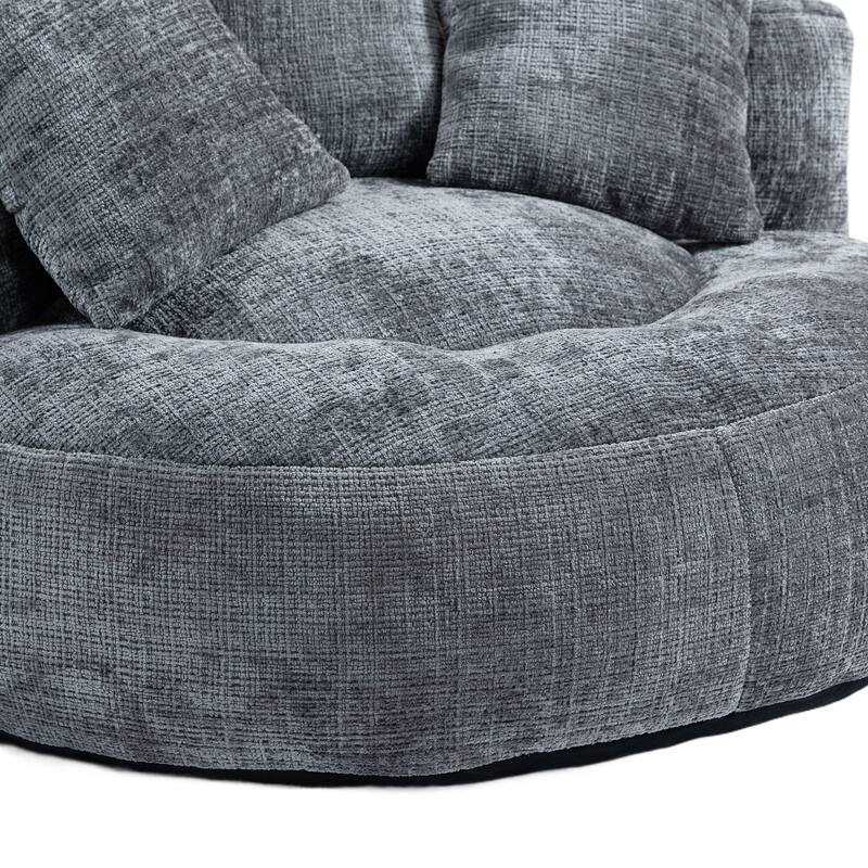 Chenille High Back Lazy Sofa with 3 Pillows and Oversized Bean Bag Chair