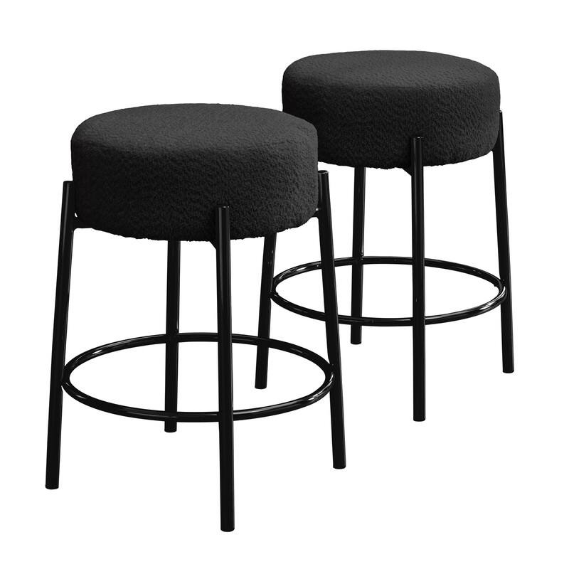 Mixoy Backless 24"Counter Height Velvet Bar Stools with steel Legs