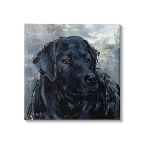 Stupell Black Lab Dog Portrait Painting Patchy Abstract Texture Canvas ...