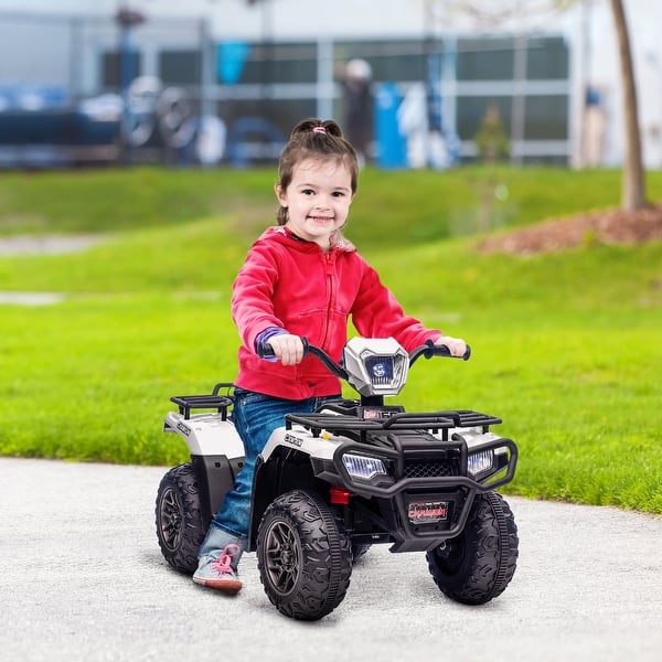 slide 2 of 27, Aosom 12V Kids ATV Quad Car with Forward Backward Function, Kids with Wear-Resistant Wheels, Music, LED Headlights White/Black