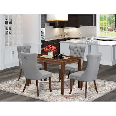 5-Piece Antique Walnut Finish Solid Wood Top - Rectangular Dining Room Set - Seats 4