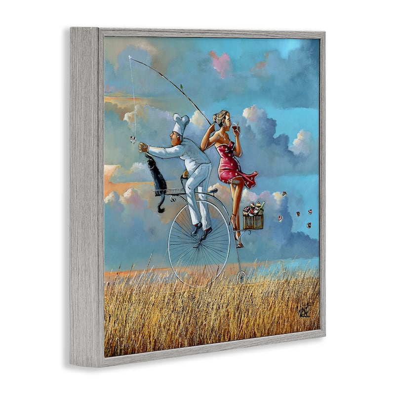 Stupell Charming Lady & Chef Bicycle View Framed Giclee Art Design By Ronald West