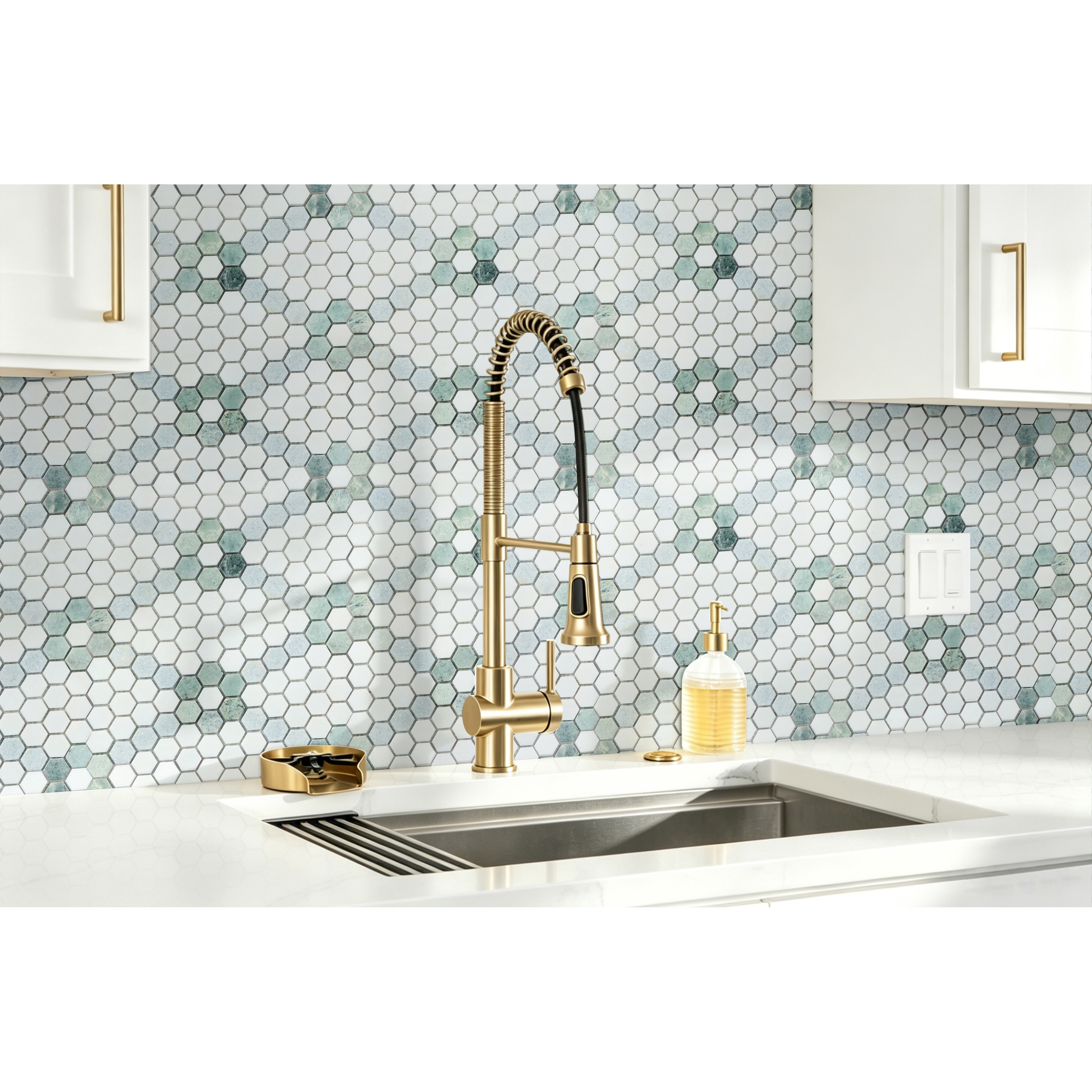 ES STONE - Marble Hexagon Flower Mosaic Tile - Case (10 Sheets