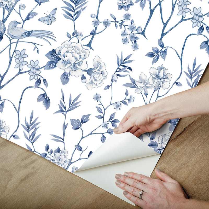 NuWallpaper Chinoiserie Garden Indigo Peel and Stick Wallpaper