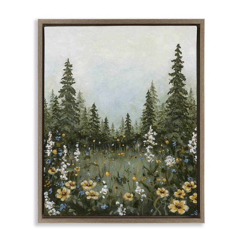 Stupell Forest Meadow Clearing Framed Floater Canvas Wall Art Design By Hollihocks Art - 17 x 21 - Brown