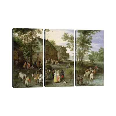 iCanvas "Village Landscape with Figures Preparing to Depart, 1613/1617" by Jan Brueghel the Elder 3-Piece Canvas Wall Art Set