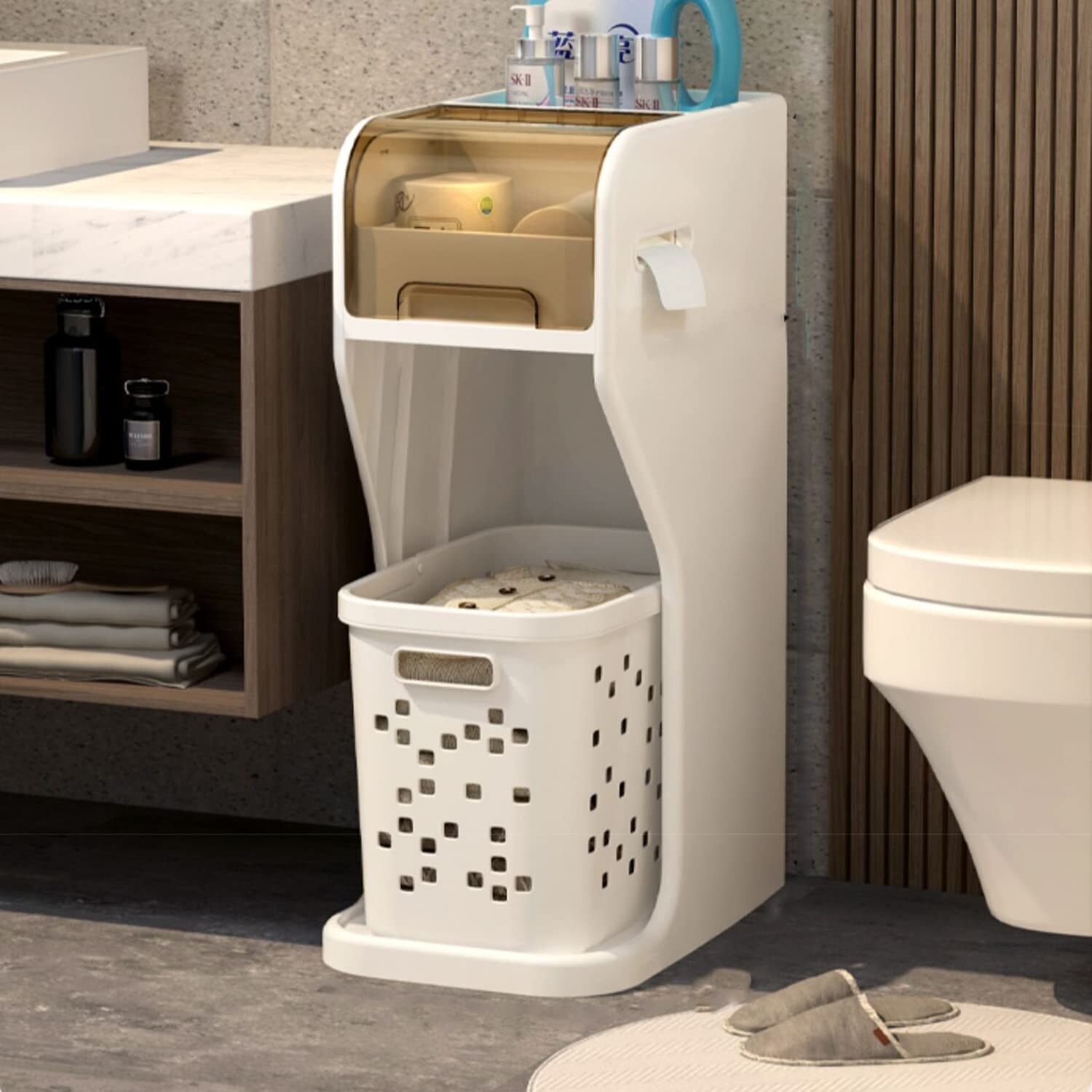 Bathroom Crevice Storage Cabinet, Floor Shelves, Free Installation, Toilet  Bathroom Toilet Storage Cabinet, Washing Machine Sideboard for Small Spaces