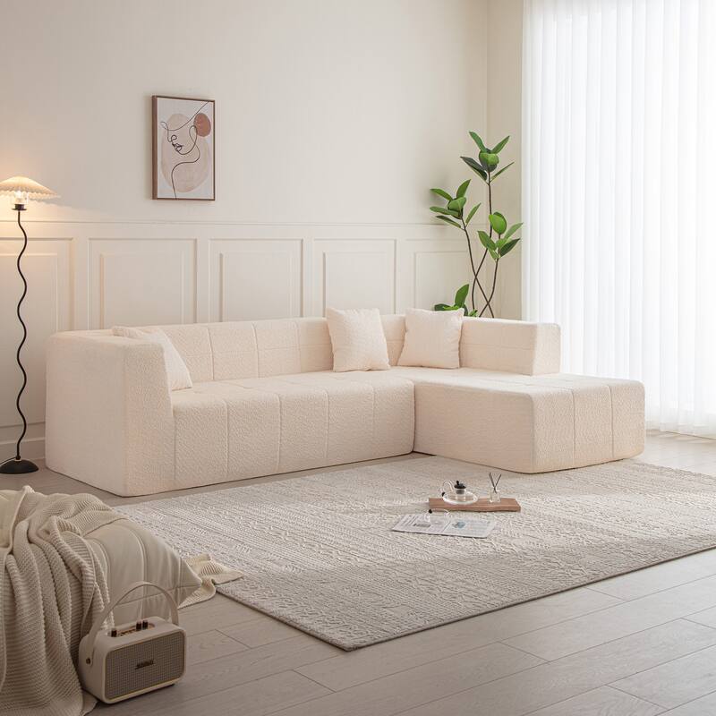 Modular L-Shaped Sectional Floor Couch Tufted Lounge Sofa with Chaise