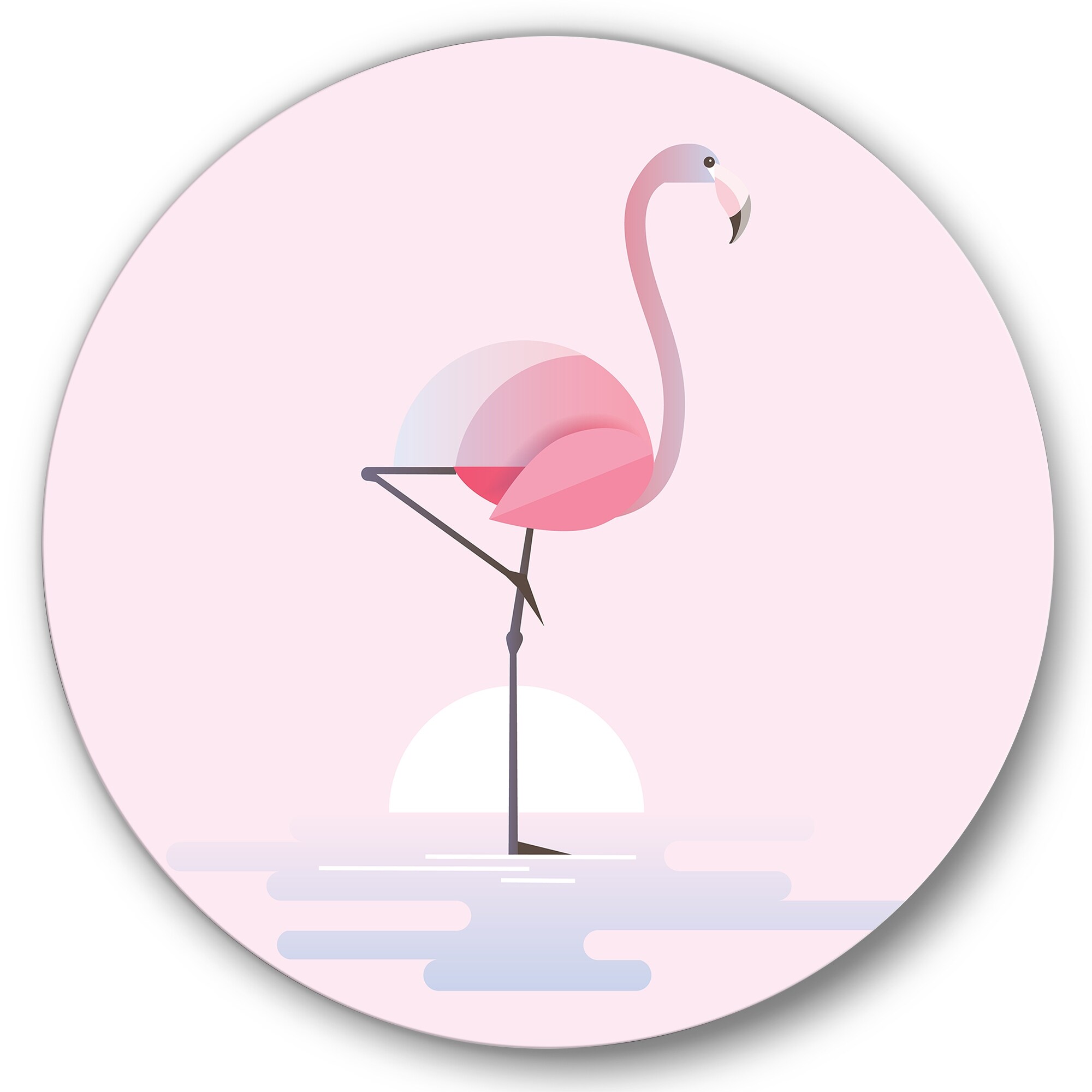 Designart \'Standing Pink Art Farmhouse Metal Flamingo\' Circle Bath 33361279 Wall & Beyond Bed - 