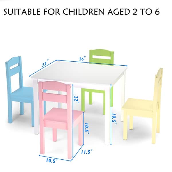 Shop Costway 5 Piece Kids Wood Table Chair Set Activity Toddler