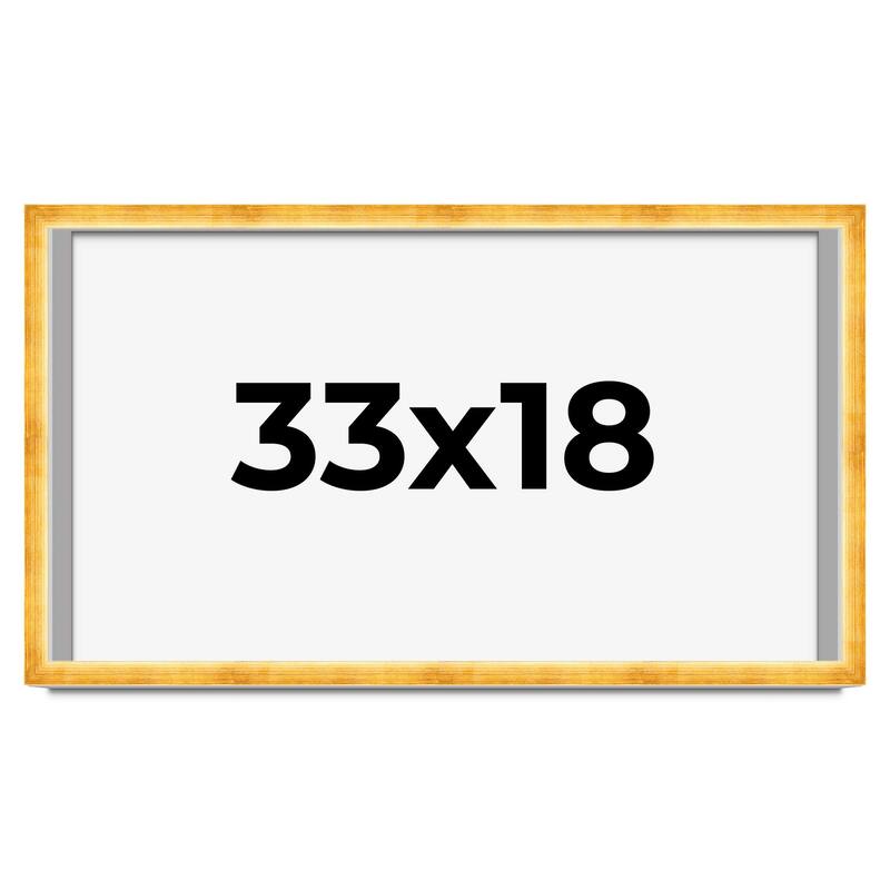 33x18 Shadow Box Frame Gold | 1.625 Inches Deep Real Wood Traditional