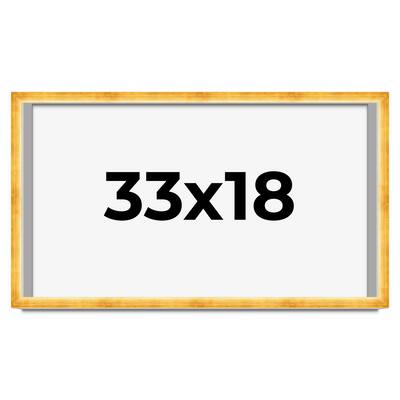 33x18 Shadow Box Frame Gold | 1.625 Inches Deep Real Wood Traditional