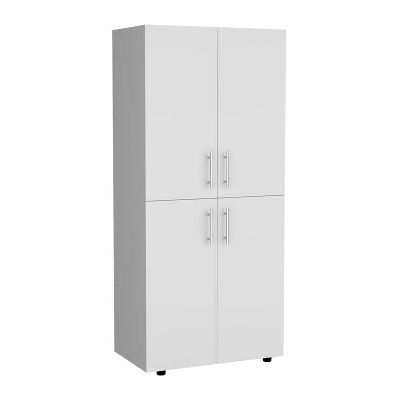 31.5" Modern Four-Door Armoire with Six Shelves and Two Hanging Rods for Bedroom