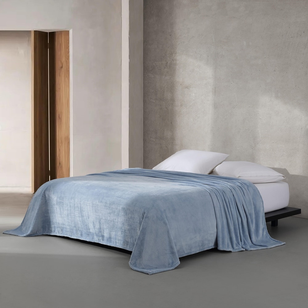 Calvin Klein Plush Solid Reversible Blanket