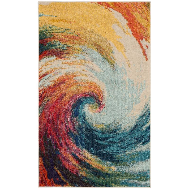 Nourison Celestial Abstract Modern Multicolored Colorful Wave Area Rug