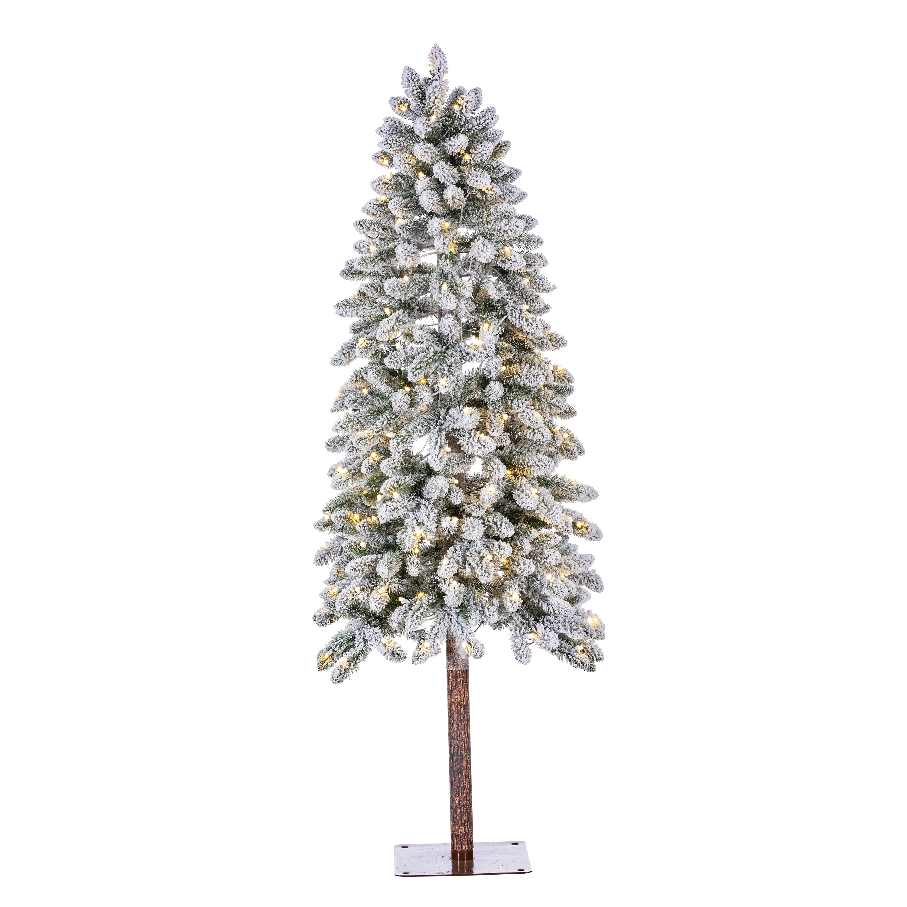 6 Foot Heavily Flocked Alpine Tree with 250 White LED Lights