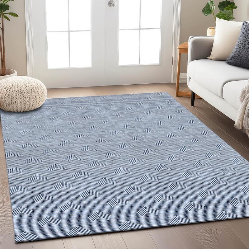 Machine Washable Indoor/ Outdoor Chantille Contemporary Stripe Rug