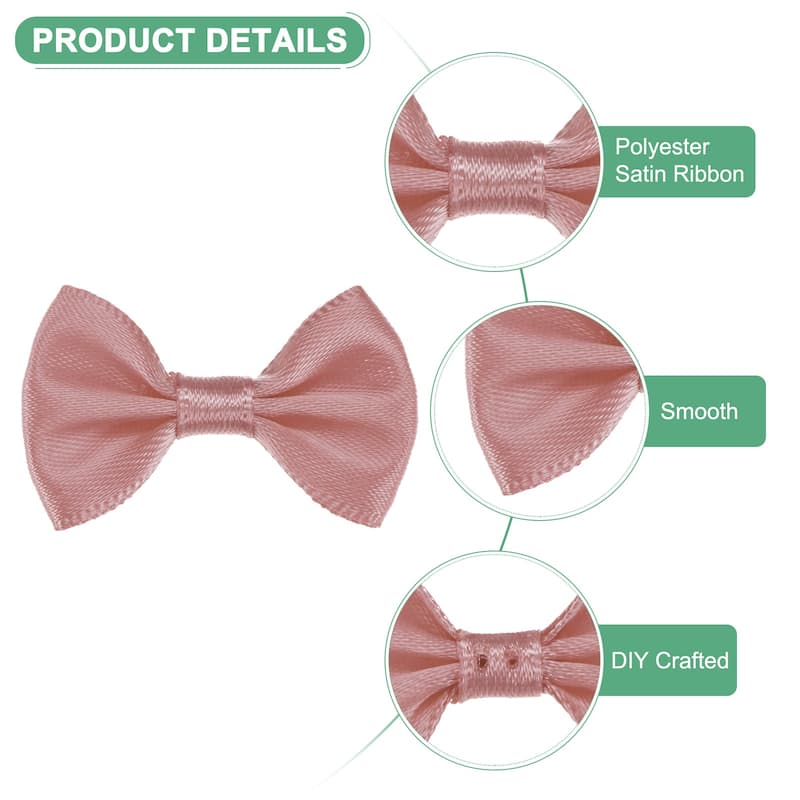 120-Pack Mini Craft Ribbon Bow 1.5x1 Inch for Craft DIY - Korean Pink