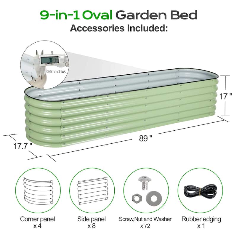 Aoodor 9-in-1 Modular Aluzinc Metal Raised Garden Bed - Outdoor Garden Planter Box for Vegetable, Flower, Herb - N/A
