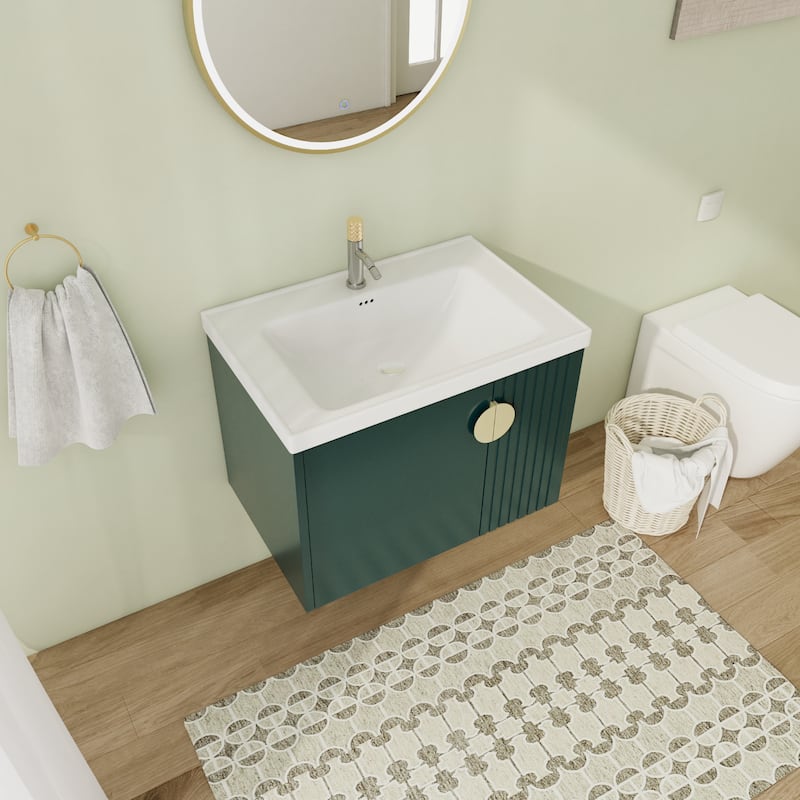 28" Floating Bathroom Vanity with Sink,Wall Mounted Bathroom Vanity with Soft Close Door