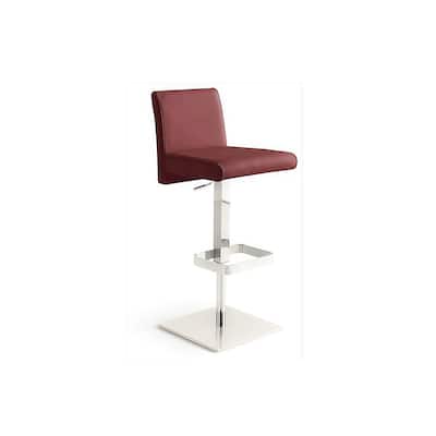 VITTORIA Chrome-plated Burgundy Leather Bar Stool